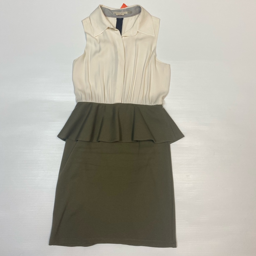 Alice + Olivia Towork! Olive Green Peplum Dress